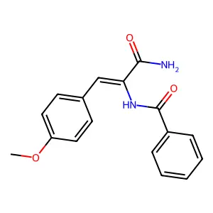 N-[(E)-3-amino-1-(4-methoxyphenyl)-3-oxoprop-1-en-2-yl]benzamide structure