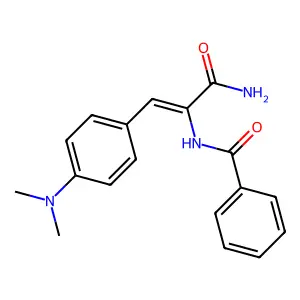 N-[1-carbamoyl-2-(4-dimethylaminophenyl)ethenyl]benzamide structure