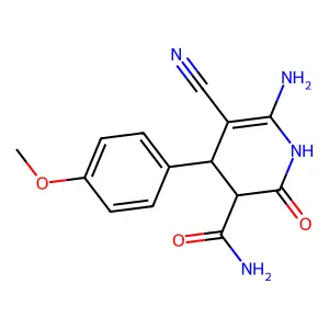 6-amino-5-cyano-4-(4-methoxyphenyl)-2-oxo-3,4-dihydro-1H-pyridine-3-carboxamide structure