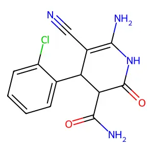 6-amino-4-(2-chlorophenyl)-5-cyano-2-oxo-3,4-dihydro-1H-pyridine-3-carboxamide structure