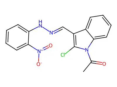 1-[2-Chloro-3-[[(2-nitrophenyl)hydrazinylidene]methyl]indol-1-yl]ethanone structure
