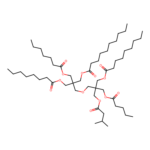 Decanoic acid mixed esters with dipentaerythritol heptanoic acid isovaleric acid nonanoic acid octanoic acid and valeric acid structure