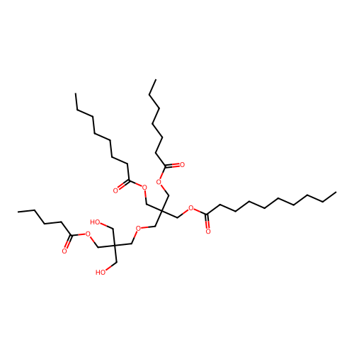 Decanoic acid mixed esters with dipentaerythritol heptanoic acid octanoic acid and valeric acid structure