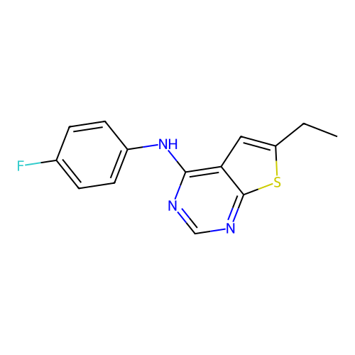 6-ethyl-N-(4-fluorophenyl)thieno[2,3-d]pyrimidin-4-amine structure
