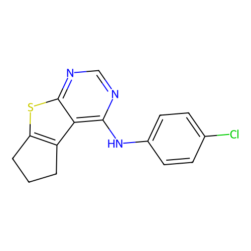 N-(4-chlorophenyl)-6,7-dihydro-5H-cyclopenta[4,5]thieno[2,3-d]pyrimidin-4-amine structure
