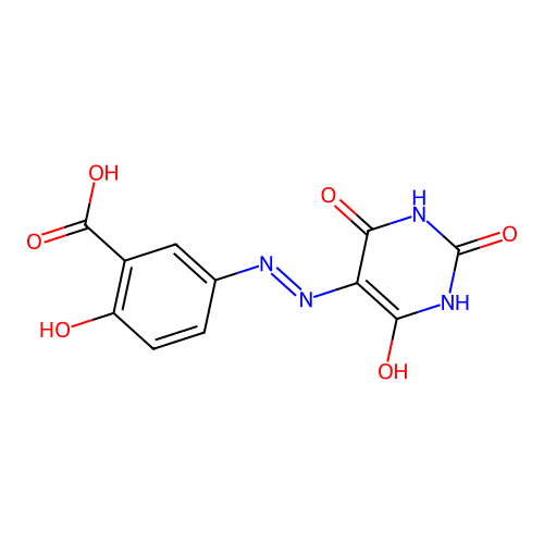 2-hydroxy-5-[2-(2,4,6-trioxo-1,3-diazinan-5-ylidene)hydrazinyl]benzoic Acid structure