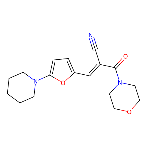 (2E)-2-(morpholin-4-ylcarbonyl)-3-[5-(piperidin-1-yl)furan-2-yl]prop-2-enenitrile structure