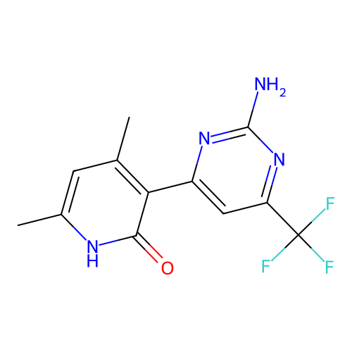 3-[2-Amino-6-(trifluoromethyl)pyrimidin-4-yl]-4,6-dimethylpyridin-2-ol structure