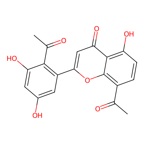 8-Acetyl-2-(2-acetyl-3,5-dihydroxyphenyl)-5-hydroxy-4H-chromen-4-one structure