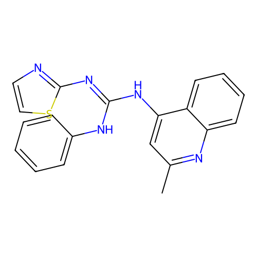 N-(2-Methylquinolin-4(1H)-ylidene)-N''-phenyl-N'-1,3-thiazol-2-ylguanidine structure
