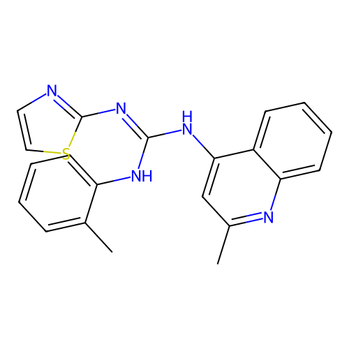 1-(2-methylphenyl)-3-(2-methylquinolin-4-yl)-2-(1,3-thiazol-2-yl)guanidine structure