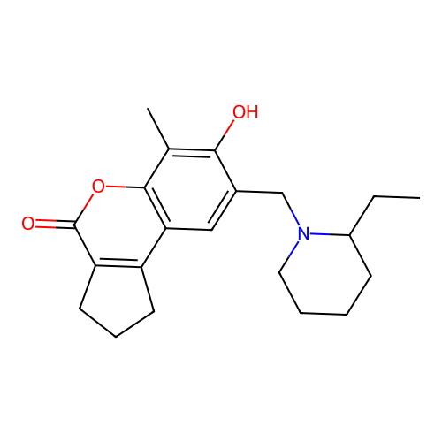 8-[(2-ethylpiperidino)methyl]-7-hydroxy-6-methyl-2,3-dihydrocyclopenta[c]chromen-4(1H)-one structure