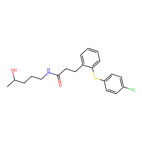 3-{2-[(4-chlorophenyl)thio]phenyl}-N-(4-hydroxypentyl)propanamide structure