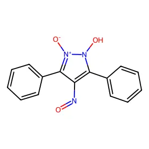 1-Hydroxy-4-nitroso-2-oxido-3,5-diphenylpyrazol-2-ium structure