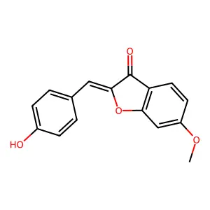 (2Z)-2-(4-hydroxybenzylidene)-6-methoxy-1-benzofuran-3(2H)-one structure