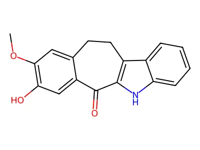 8-Hydroxy-9-methoxy-11,12-dihydrobenzo[5,6]cyclohepta[1,2-b]indol-6(5H)-one structure