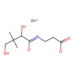 Zinc, (N-(2,4-dihydroxy-3,3-dimethyl-1-oxobutyl)-beta-alaninato(2-))-, (T-4)- structure