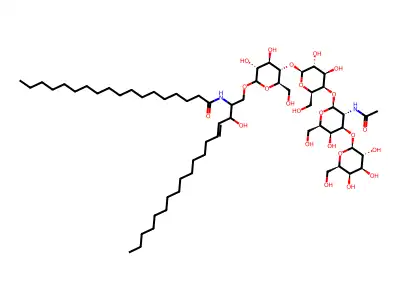 N-[(4E)-1-{[(3R,4R,5S,6R)-5-{[(2S,3R,4R,5R,6R)-5-{[(2S,3R,4R,5R,6R)-3-ACETAMIDO-5-HYDROXY-6-(HYDROXYMETHYL)-4-{[(2R,3R,4S,5R,6R)-3,4,5-TRIHYDROXY-6-(HYDROXYMETHYL)OXAN-2-YL]OXY}OXAN-2-YL]OXY}-3,4-DIHYDROXY-6-(HYDROXYMETHYL)OXAN-2-YL]OXY}-3,4-DIHYDROXY-6-(HYDROXYMETHYL)OXAN-2-YL]OXY}-3-HYDROXYOCTADEC-4-EN-2-YL]OCTADECANAMIDE structure