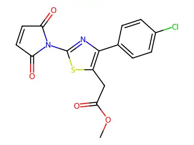 2-Maleicimido-4-p-chlorophenylthiazole-5-acetic acid methyl ester structure