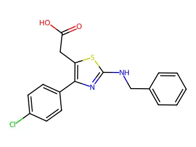 Thiazole-5-acetic acid, 2-benzylamino-4-(p-chlorophenyl)- structure