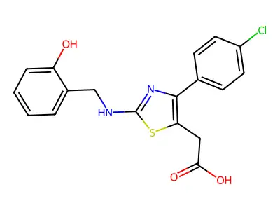 Thiazole-5-acetic acid, 4-(p-chlorophenyl)-2-(o-hydroxybenzylamino)- structure