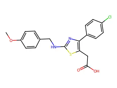 Thiazole-5-acetic acid, 4-(p-chlorophenyl)-2-((p-methoxybenzyl)amino)- structure