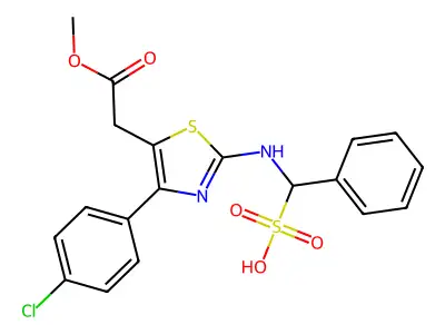 4(p-Chlorophenyl)-2-(alpha-sulfobenzylamino)thiazole-5-acetic acid methyl ester structure