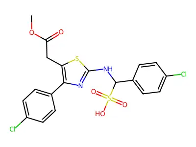 4-(p-Chlorophenyl)-2-((p-chloro-alpha-sulfobenzyl)amino)thiazole-5-acetic acid methyl ester structure