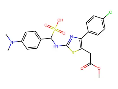 Thiazole-5-acetic acid, 4-(p-chlorophenyl)-2-((p-(dimethylamino)-alpha-sulfobenzyl)amino)-, alpha-methyl ester structure