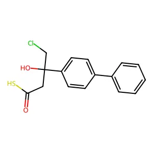 4-chloro-3-hydroxy-3-(4-phenylphenyl)butanethioic S-acid structure