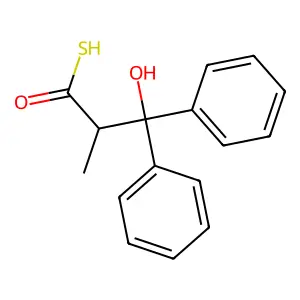 3-hydroxy-2-methyl-3,3-diphenylpropanethioic S-acid structure