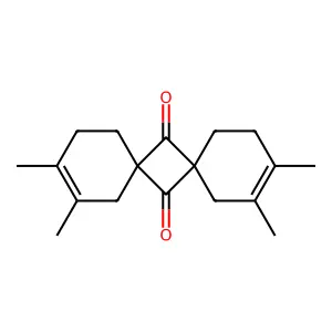 3,4,11,12-Tetramethyldispiro[5.1.5^{8}.1^{6}]tetradeca-3,11-diene-7,14-dione structure