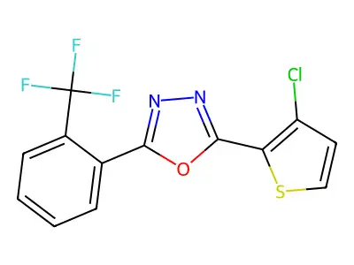 2-(3-Chlorothiophen-2-yl)-5-(2-(trifluoromethyl)phenyl)-1,3,4-oxadiazole structure