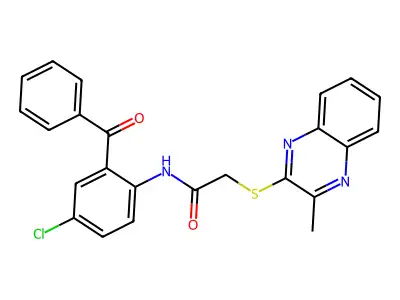 N-(2-Benzoyl-4-chlorophenyl)-2-[(3-methylquinoxalin-2-YL)sulfanyl]acetamide structure