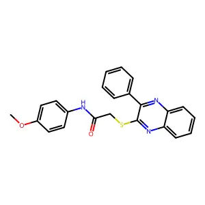 N-(4-methoxyphenyl)-2-((3-phenylquinoxalin-2-yl)thio)acetamide structure