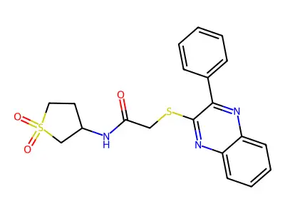 N-(1,1-dioxothiolan-3-yl)-2-(3-phenylquinoxalin-2-yl)sulfanylacetamide structure