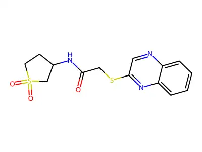 N-(1,1-dioxothiolan-3-yl)-2-quinoxalin-2-ylthioacetamide structure