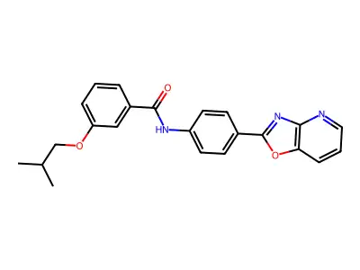 3-(2-methylpropoxy)-N-[4-([1,3]oxazolo[4,5-b]pyridin-2-yl)phenyl]benzamide structure