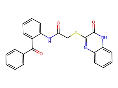 2-[(3-hydroxyquinoxalin-2-yl)sulfanyl]-N-[2-(phenylcarbonyl)phenyl]acetamide structure