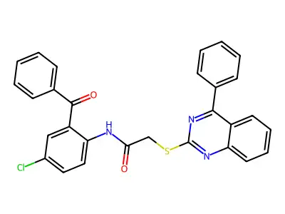 N-(2-Benzoyl-4-chlorophenyl)-2-[(4-phenylquinazolin-2-YL)sulfanyl]acetamide structure