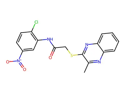 N-(2-chloro-5-nitrophenyl)-2-((3-methylquinoxalin-2-yl)thio)acetamide structure