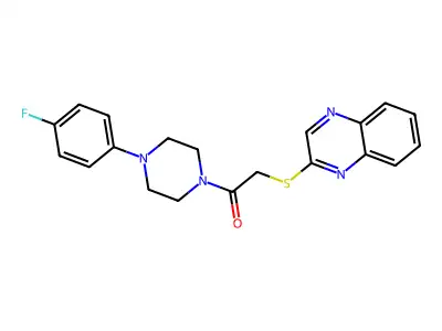 1-(4-(4-Fluorophenyl)piperazin-1-yl)-2-(quinoxalin-2-ylthio)ethanone structure