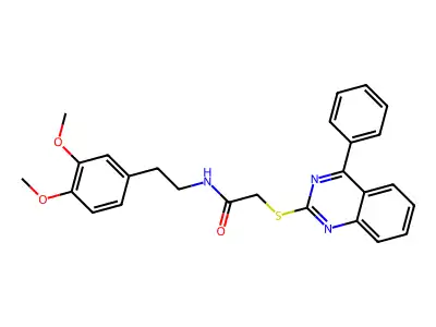 N-[2-(3,4-dimethoxyphenyl)ethyl]-2-[(4-phenylquinazolin-2-yl)sulfanyl]acetamide structure