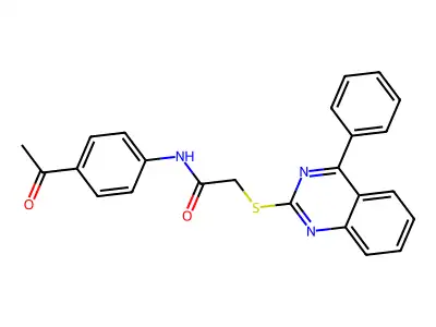 N-(4-acetylphenyl)-2-((4-phenylquinazolin-2-yl)thio)acetamide structure