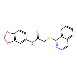 N-(2H-1,3-benzodioxol-5-yl)-2-(phthalazin-1-ylsulfanyl)acetamide structure