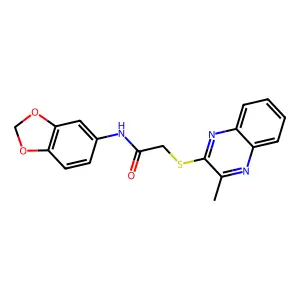 N-(1,3-benzodioxol-5-yl)-2-[(3-methylquinoxalin-2-yl)sulfanyl]acetamide structure