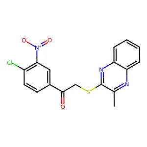 1-(4-Chloro-3-nitrophenyl)-2-((3-methylquinoxalin-2-yl)thio)ethanone structure