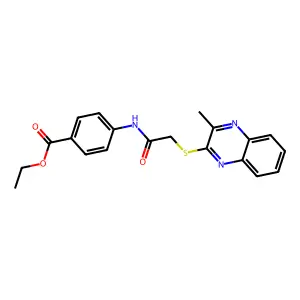Ethyl 4-[2-(3-methylquinoxalin-2-ylthio)acetylamino]benzoate structure