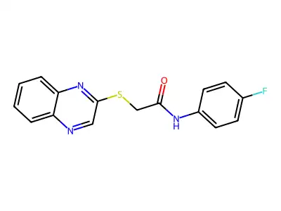 N-(4-fluorophenyl)-2-(quinoxalin-2-ylsulfanyl)acetamide structure