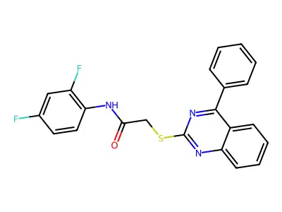 N-(2,4-difluorophenyl)-2-[(4-phenylquinazolin-2-yl)sulfanyl]acetamide structure